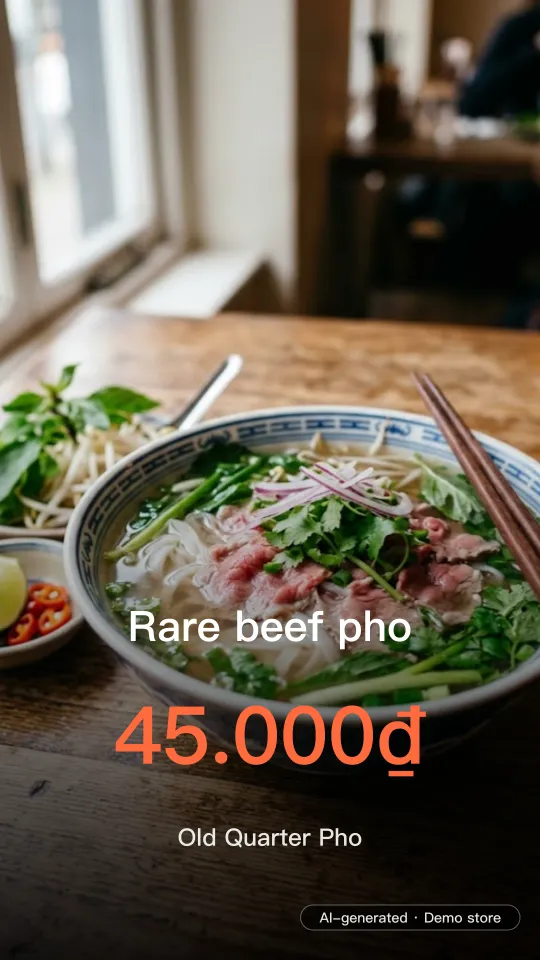 Old Quarter Pho — Image ad (English) — AI-generated · demo store